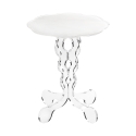 Mesa alta redonda de 36cm para sala de estar en plexiglás transparente Arabesco Small Descueto