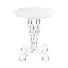 Mesa alta redonda de 36cm para sala de estar en plexiglás transparente Arabesco Small Descueto