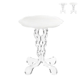 Mesa alta redonda de 36cm para sala de estar en plexiglás transparente Arabesco Small Promoción