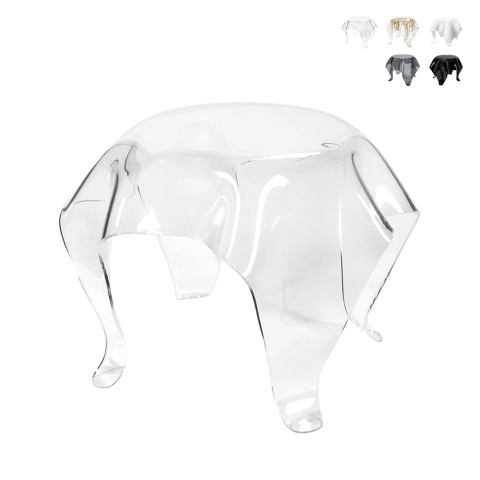 Mesa de centro redonda de diseño, 60 cm en plexiglás transparente Drappeggi Promoción