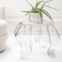 Mesa de centro redonda de diseño, 60 cm en plexiglás transparente Drappeggi Venta