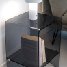 Mesita de noche para dormitorio en plexiglás transparente Accanto Descueto