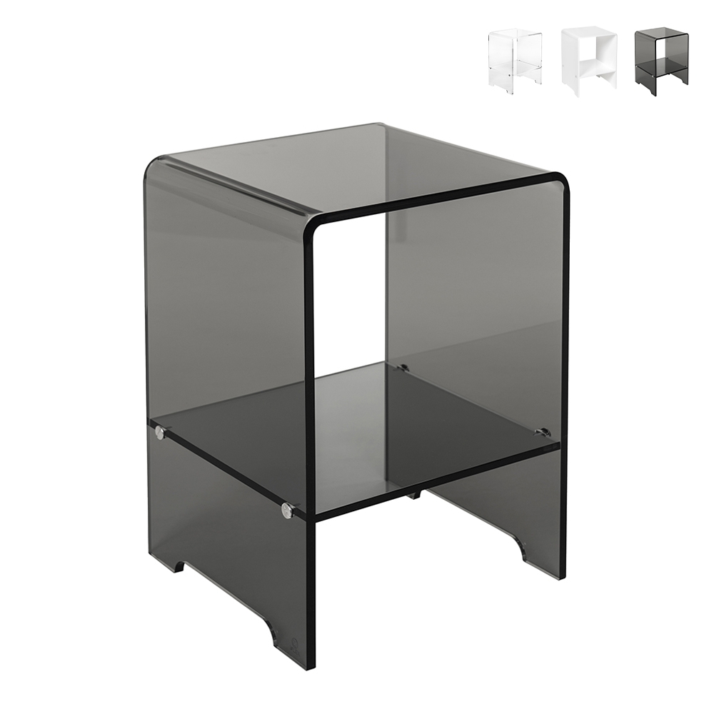 Mesita de noche para dormitorio en plexiglás transparente Accanto Promoción Mesita de noche para dormitorio en plexiglás transparente Accanto Promoción