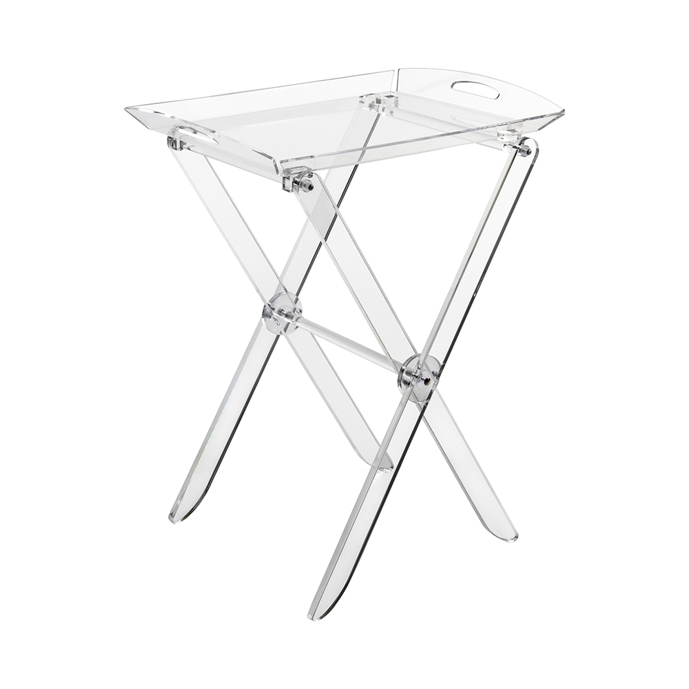 Mesa auxiliar plegable transparente con bandeja portavivieres Plié Promoción
