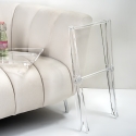 Mesa auxiliar plegable transparente con bandeja portavivieres Plié Oferta