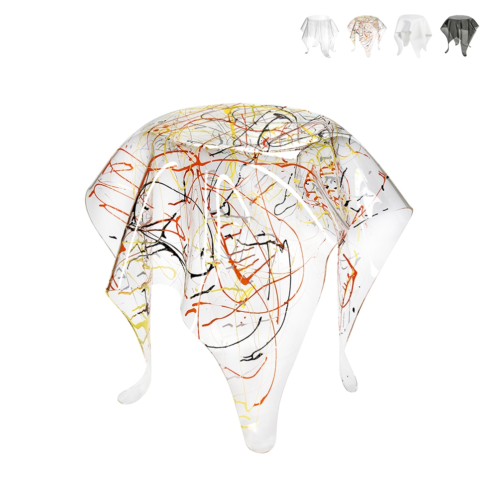 Mesa alta redonda de diseño en plexiglás transparente Drappeggi Modelo