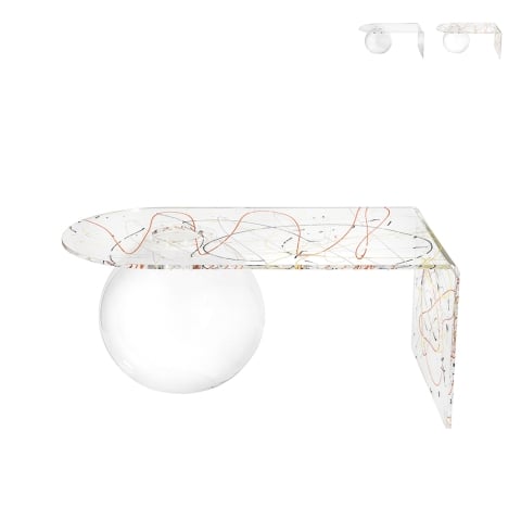 Mesa de centro de puente para sala de estar en plexiglás transparente Boolla Promoción