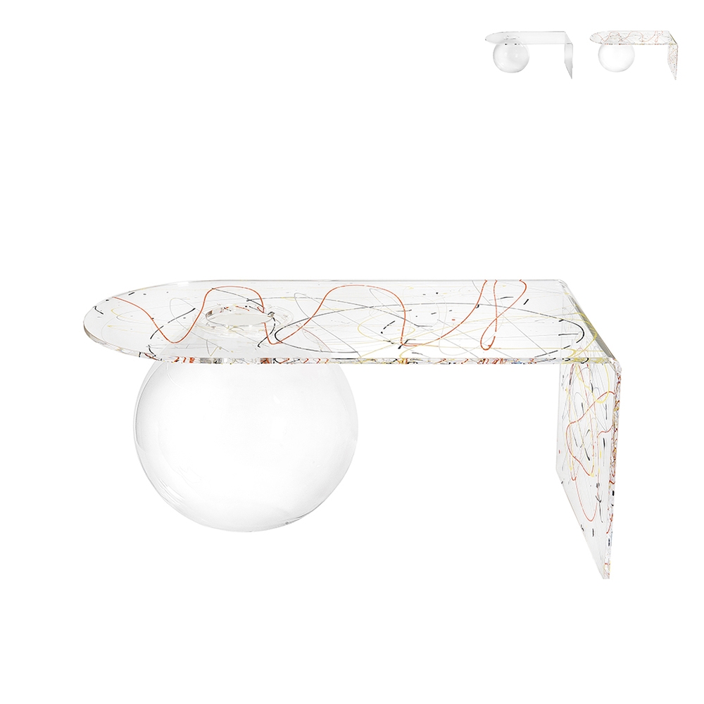 Mesa de centro de puente para sala de estar en plexiglás transparente Boolla Promoción