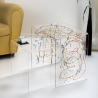 Mesa de centro moderna de plexiglás transparente 50x40x50cm 80'S Big Catálogo