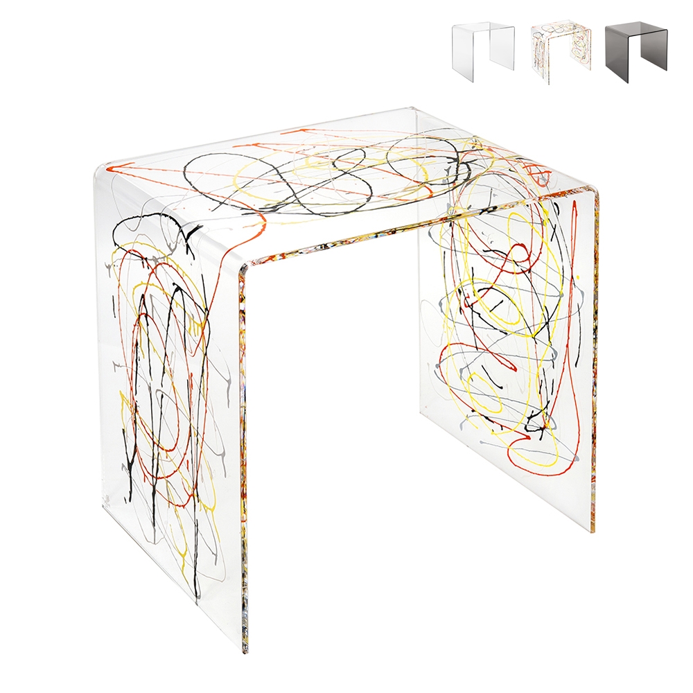 Mesa de centro moderna de plexiglás transparente 50x40x50cm 80'S Big Descueto