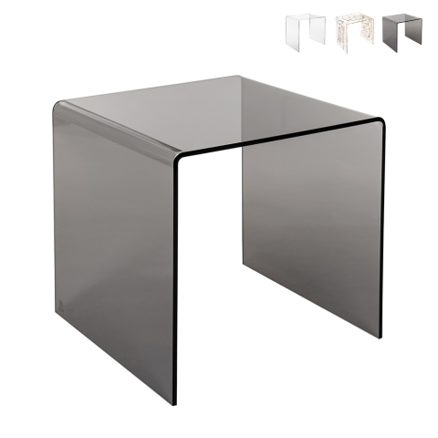 Mesa de centro moderna de plexiglás transparente 50x40x50cm 80'S Big Promoción