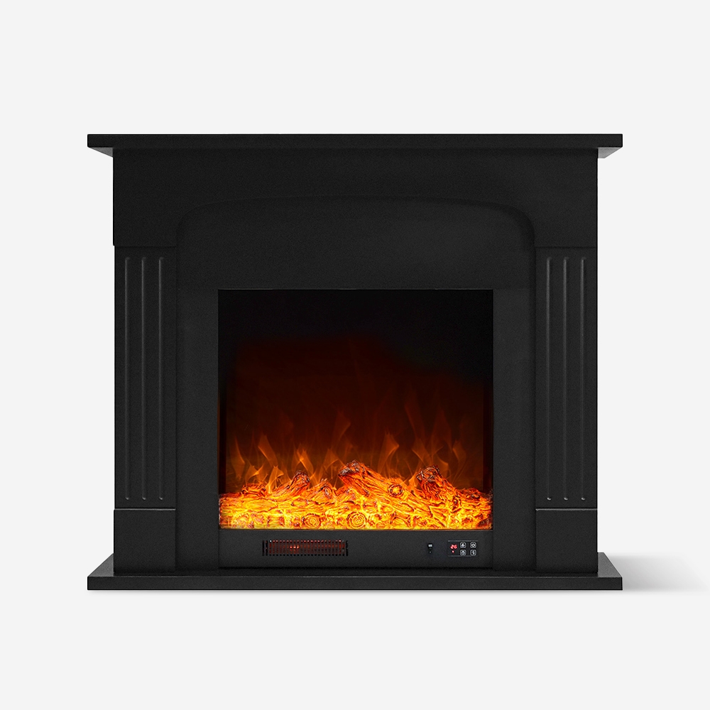 Chimenea eléctrica con marco negro de diseño y de bajo consumo Ludvika N