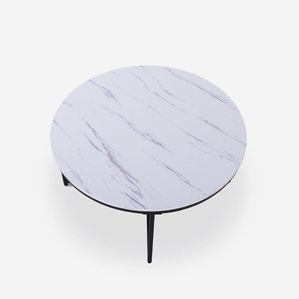   Mesa de centro redonda de 80 cm de metal y tablero efecto mármol Sulley Promoción

