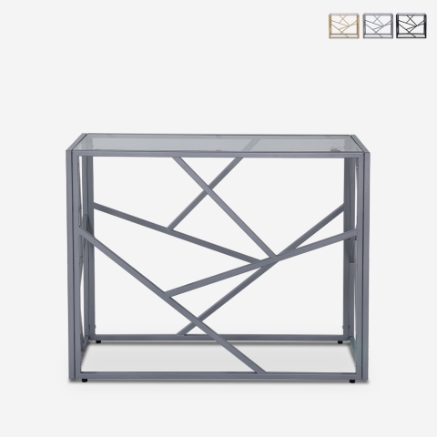 Consola de entrada diseño moderno 100x40x78cm con superficie de vidrio Kevin Promoción