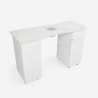 Mesa de manicura para esteticista con extractor de polvo, ruedas y superficie de mármol Makrana Oferta
