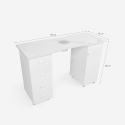 Mesa de manicura para esteticista con extractor de polvo, ruedas y superficie de mármol Makrana Catálogo