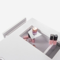 Mesa de manicura blanca con aspirador, 3 cajones y patas doradas Skait Elección