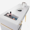 Mesa de manicura blanca con aspirador, 3 cajones y patas doradas Skait Stock