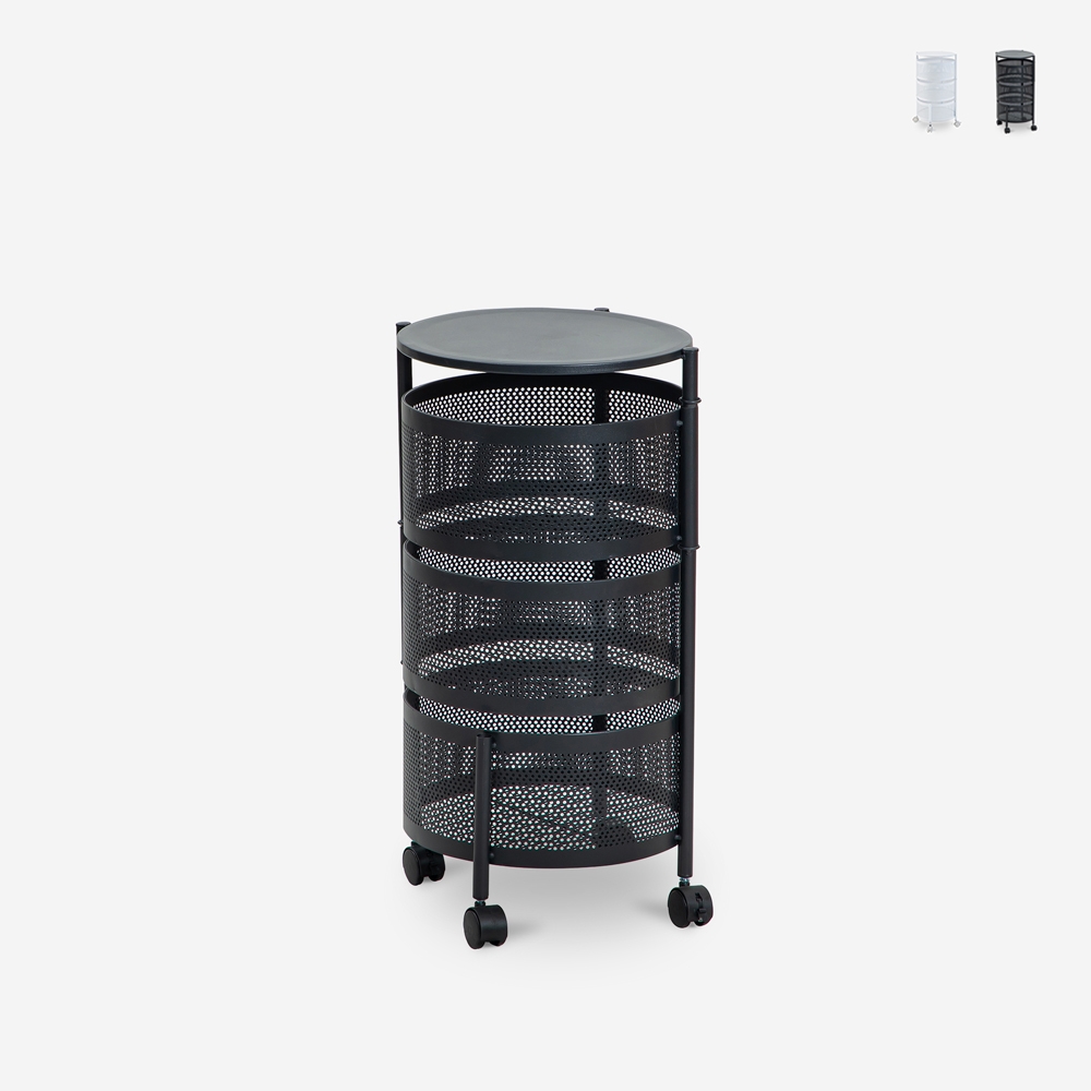 Carrito verdulero de cocina moderno con ruedas 3 cestas giratorias Rodin M Promoción