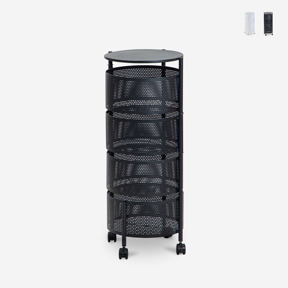 Carrito de cocina verdulero con 4 cestas giratorias moderno Rodin L Promoción Carrito de cocina verdulero con 4 cestas giratorias moderno Rodin L Promoción
