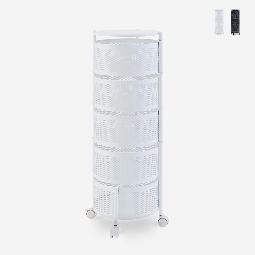 Carrito verdulero con 5 cestas giratorias con ruedas Rodin XL Descueto Carrito verdulero con 5 cestas giratorias con ruedas Rodin XL Descueto