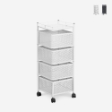 Carrito verdulero con ruedas moderno para la cocina con 4 cestas giratorias Avet Descueto