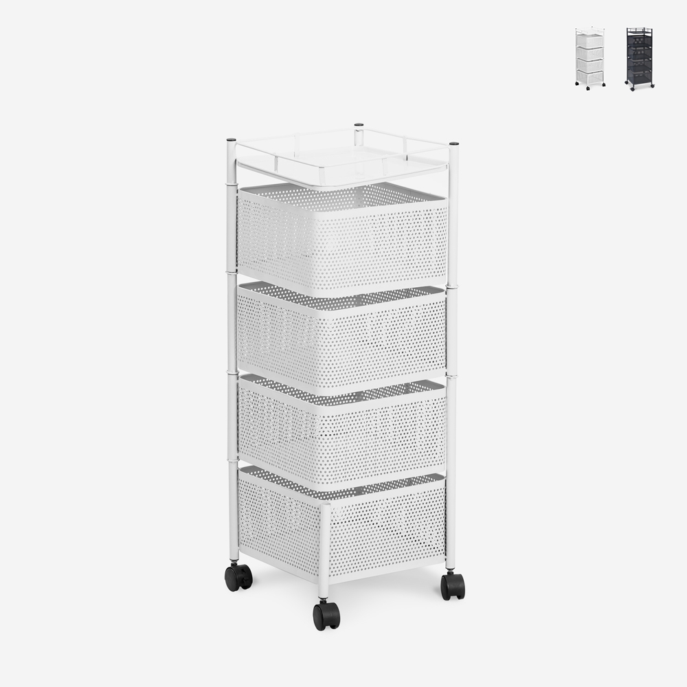 Carrito verdulero con ruedas moderno para la cocina con 4 cestas giratorias Avet Descueto Carrito verdulero con ruedas moderno para la cocina con 4 cestas giratorias Avet Descueto