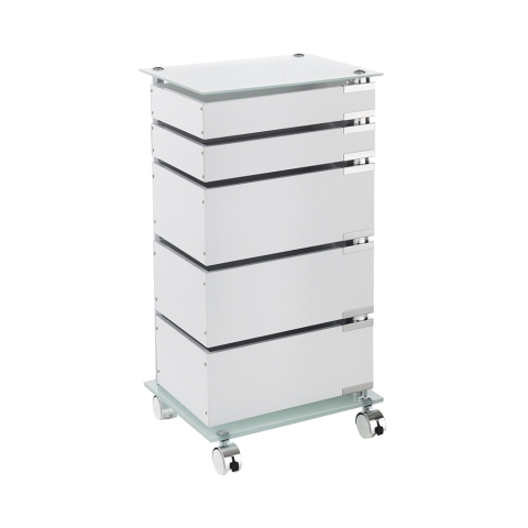 Cajonera moderna con ruedas para oficina 5 cajones y estante de vidrio Easy 5/C Promoción