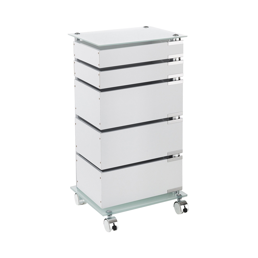 Cajonera moderna con ruedas para oficina 5 cajones y estante de vidrio Easy 5/C Promoción