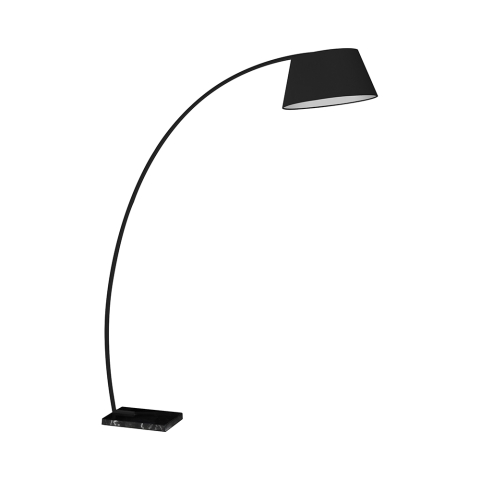 Lámpara de pie arco de metal negro con base de mármol h205 cm Stelo Promoción