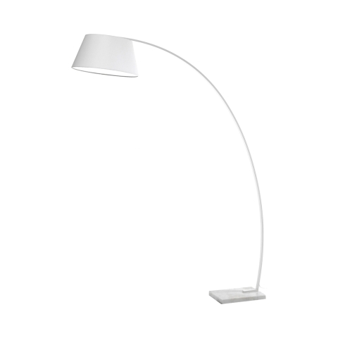 Lámpara de pie arqueada de metal blanco con base de mármol h160 cm Moines Promoción