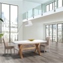 Lámpara de pie arqueada de metal blanco con base de mármol h160 cm Moines Venta