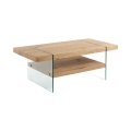 Mesa de centro de vidrio y madera acabado roble 120x60cm Amarillo Promoción