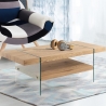 Mesa de centro de vidrio y madera acabado roble 120x60cm Amarillo Venta