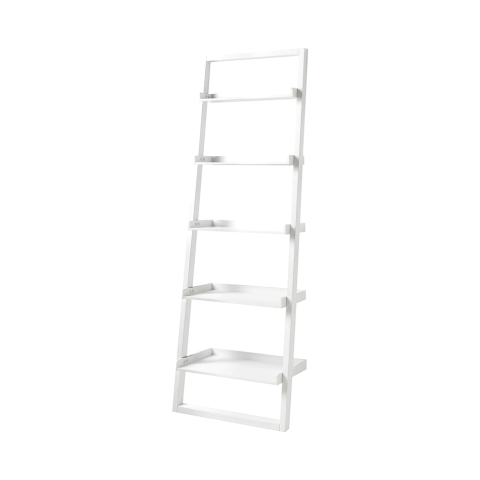 Librería de pared blanca moderna en forma de escalera con 5 estantes h193cm Peoria Promoción