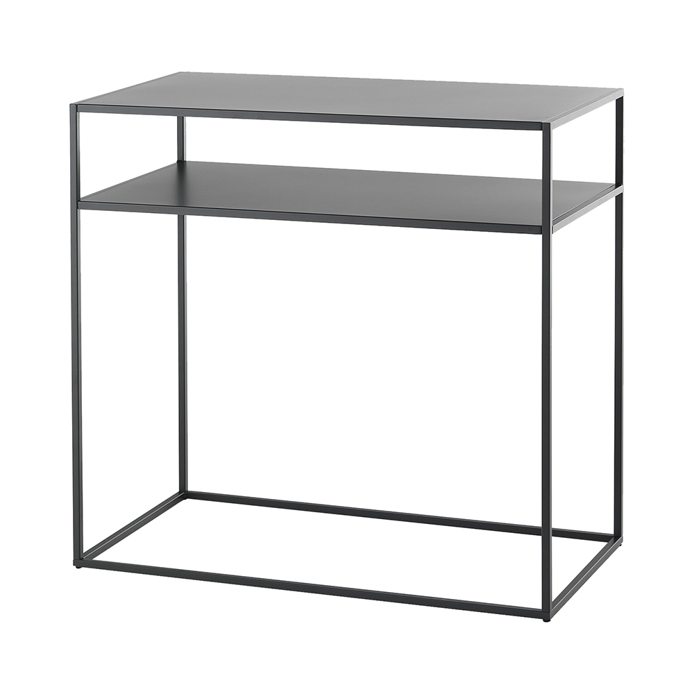 Consola de entrada moderna 80x40 cm con 2 estantes de metal antracita Omaha Promoción Consola de entrada moderna 80x40 cm con 2 estantes de metal antracita Omaha Promoción