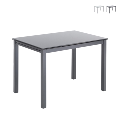Mesa de cocina extensible con tapa de vidrio 110-170x76cm Cleve Promoción