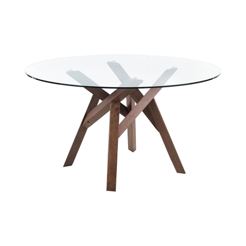 Mesa de comedor cocina redonda Ø137cm con tapa de vidrio 6 plazas Fort Promoción