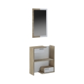 Mueble recibidor de madera con espejo, 2 cajones y estantes Most Wood Promoción