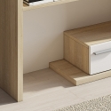 Mueble recibidor de madera con espejo, 2 cajones y estantes Most Wood Descueto