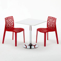 Mesa Cuadrada Blanca 70x70 cm con Base de Acero y 2 Sillas De Colores Gruvyer Cocktail 
