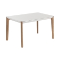 Mesa de comedor extensible moderna 120-180x80cm blanco y madera Komodo Promoción