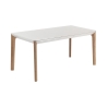Mesa de comedor extensible moderna 120-180x80cm blanco y madera Komodo Rebajas