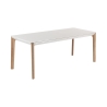 Mesa de comedor extensible moderna 120-180x80cm blanco y madera Komodo Venta