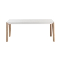 Mesa de comedor extensible moderna 120-180x80cm blanco y madera Komodo Descueto