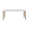 Mesa de comedor extensible moderna 120-180x80cm blanco y madera Komodo Descueto