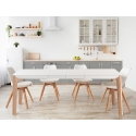Mesa de comedor extensible moderna 120-180x80cm blanco y madera Komodo Oferta