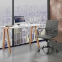Escritorio oficina blanco y roble estilo escandinavo 120x76x60 cm Milton Rebajas