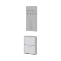 Mueble de entrada con zapatero de dos puertas y perchero Plaka Cemento Promoción