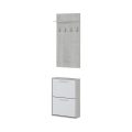 Mueble de entrada con zapatero de dos puertas y perchero Plaka Cemento Promoción